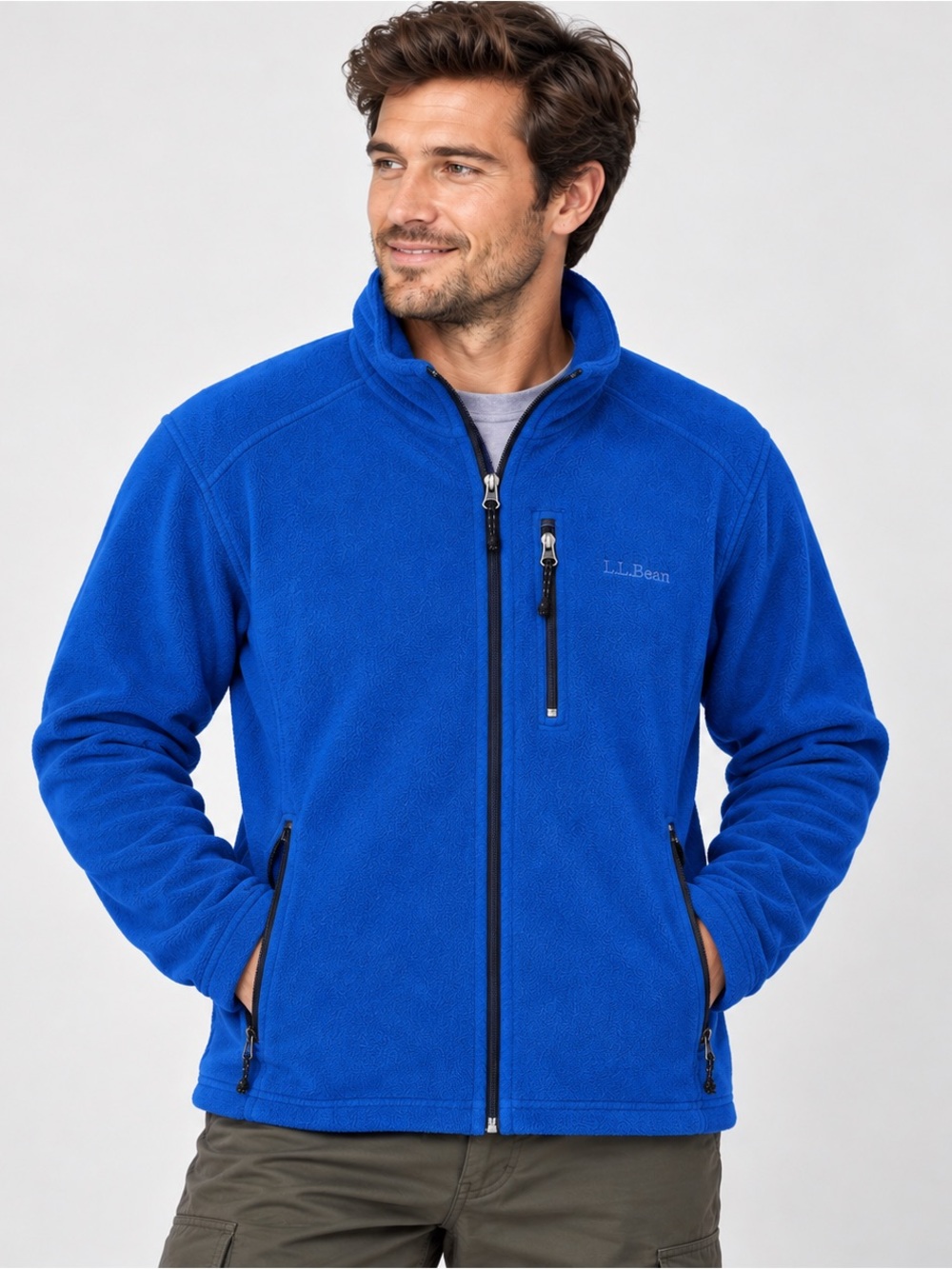 LL Bean Mens Polartec Fleece Full Zip Jacket L Hiking Outdoors Gorpcore Layering